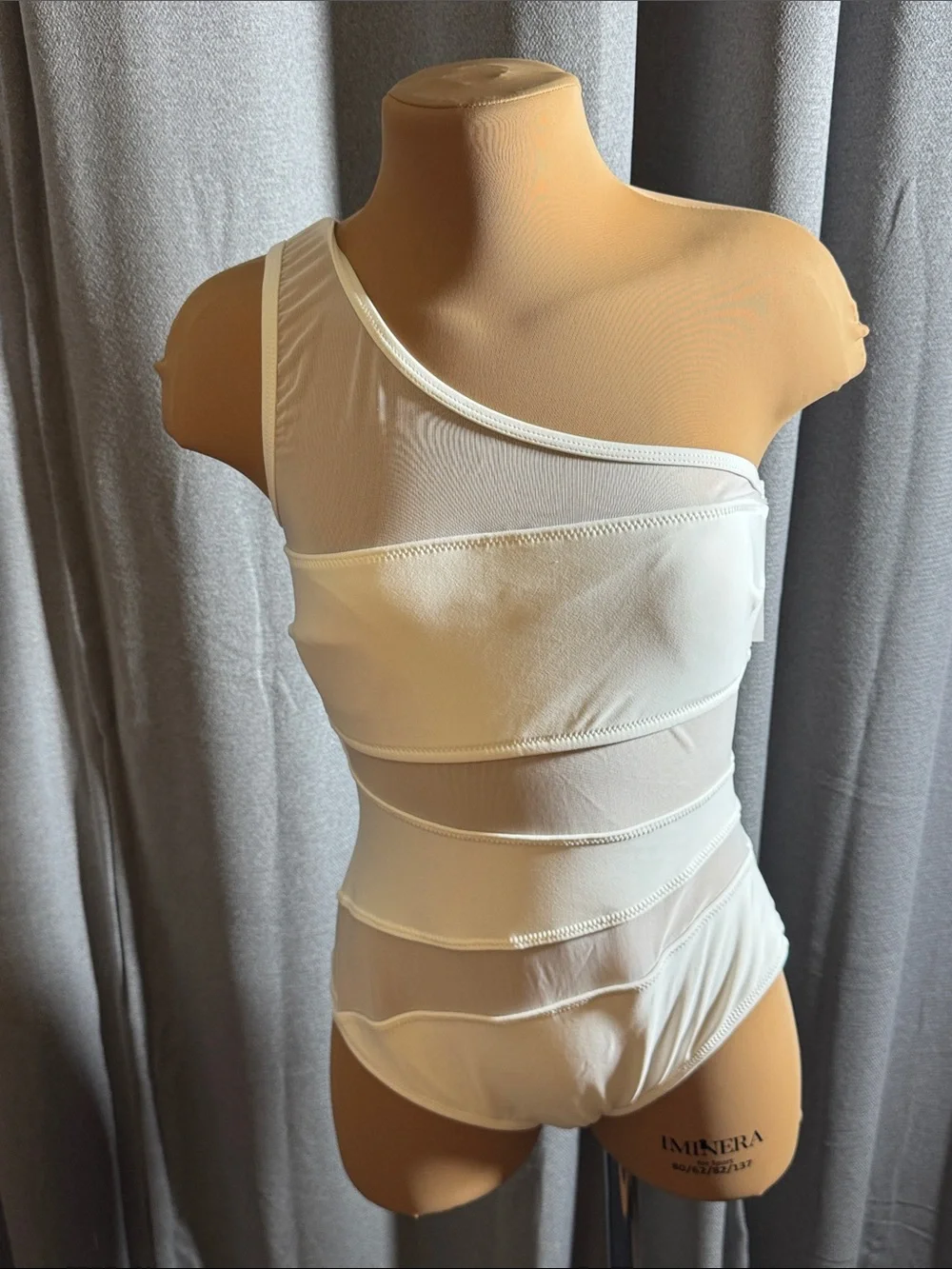 Adore Me White One-Shoulder Mesh Band Bathingsuit